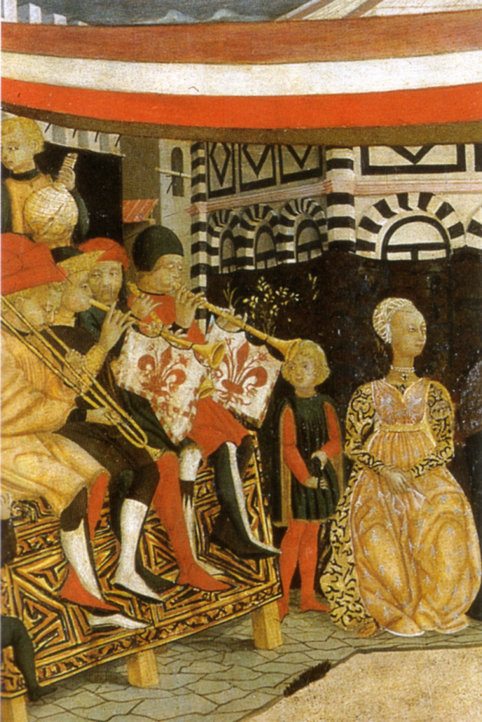 Lo Scheggia, part. di Musici. Cassone Adimari, 1450. Firenze, Gallerie dell'accademia.