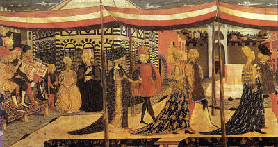 Lo Scheggia, part. Corteo. Cassone Adimari, 1450.