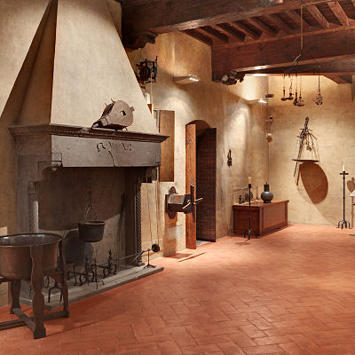Museo di Palazzo Davanzti: la cucina al piano superiore.