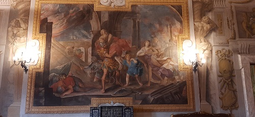 G. Dal Sole, Palazzo Mansi Sala della Musica, Giudizio di Paride e Incendio di Troia.