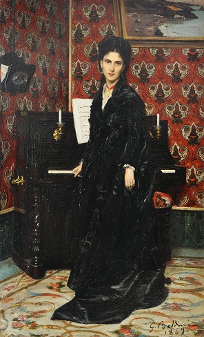 Arredamento seconda metà XIX secolo, Ritratto di Mary Donegani, pianoforte
