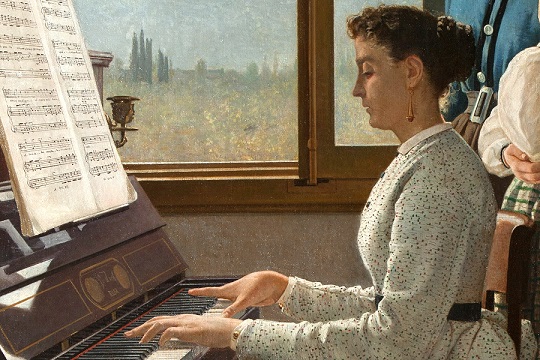 Silvestro Lega il canto di uno stornello: Lega permette di leggere lo spartito musicale