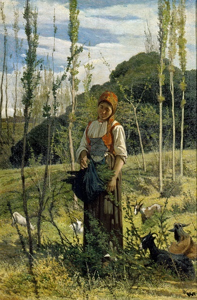 Giovanni Fattori, La Boscaiola, Costume Toscano: che dolcezza l'immagine della contadina al centro del dipinto